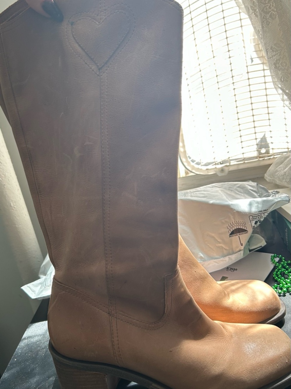 Lucky Brand Tan Leather Heeled Boots women’s 9.5